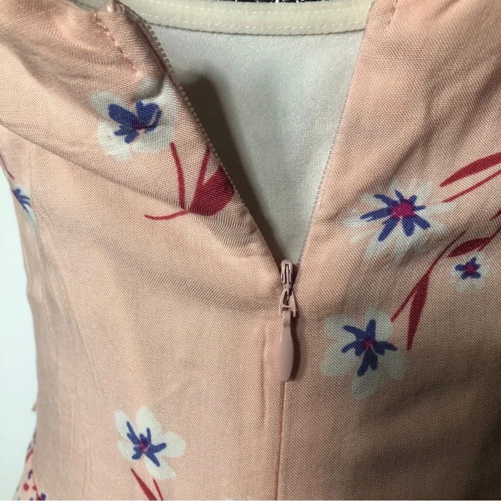 Bebop peach pink short flowered‎ patch dress small